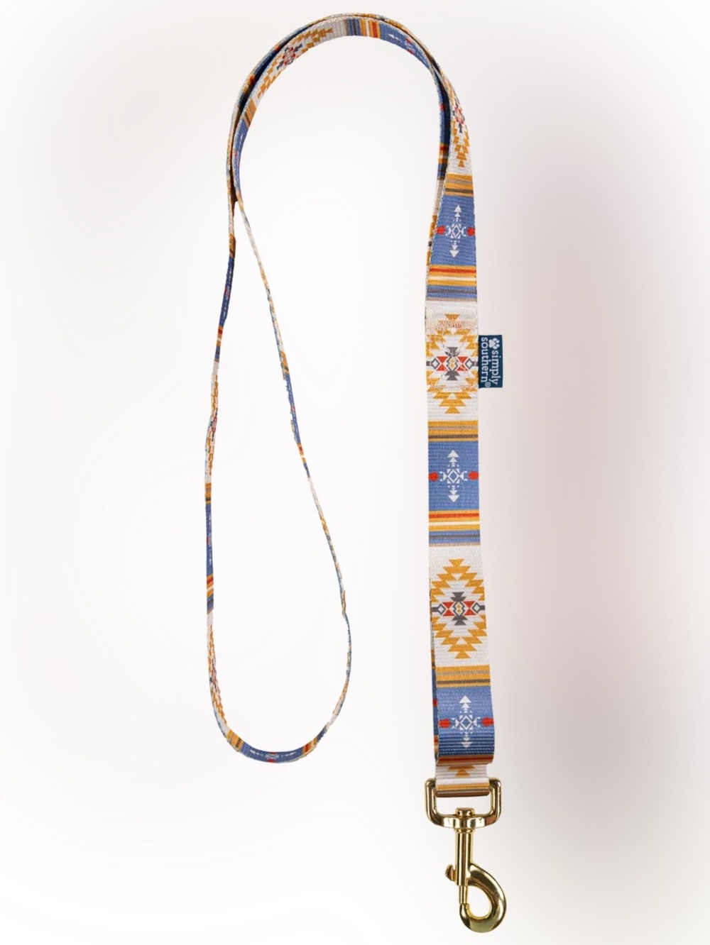 NWT Simply Southern Aztec Pattern Blue and Gold Dog Leash